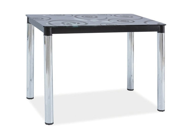 Signal Masa din sticla si metal, Damascus II Negru / Crom, L100xl60xH75 cm