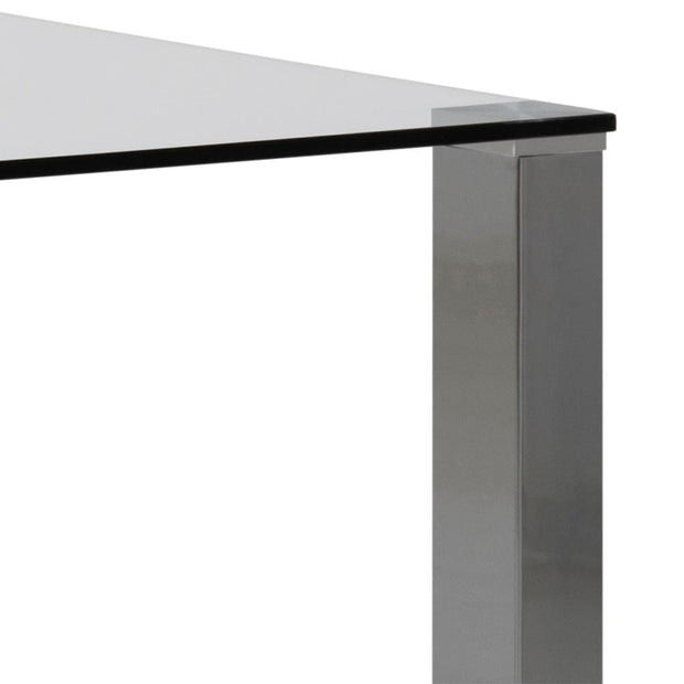 Masa din sticla si metal, Kante Transparent / Crom, L140xl90xH75 cm (3)