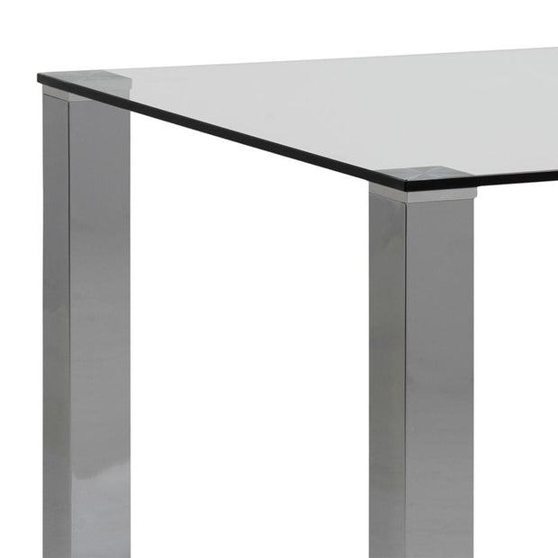 Masa din sticla si metal, Kante Transparent / Crom, L140xl90xH75 cm (4)