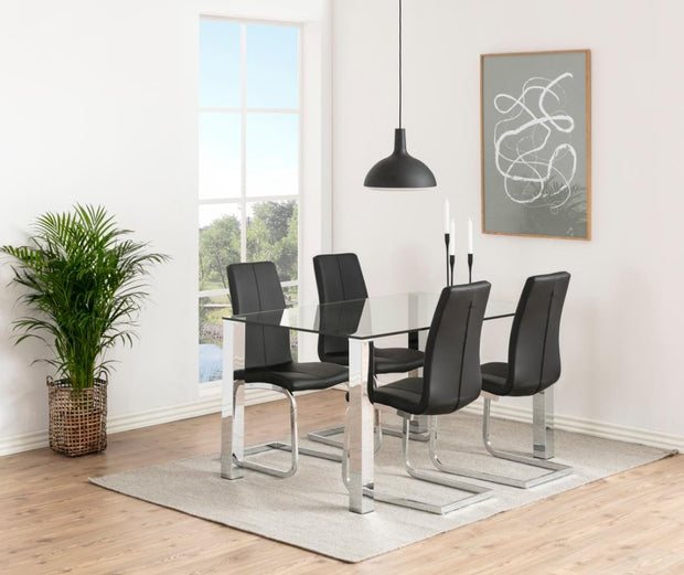 Masa din sticla si metal, Kante Transparent / Crom, L140xl90xH75 cm (7)