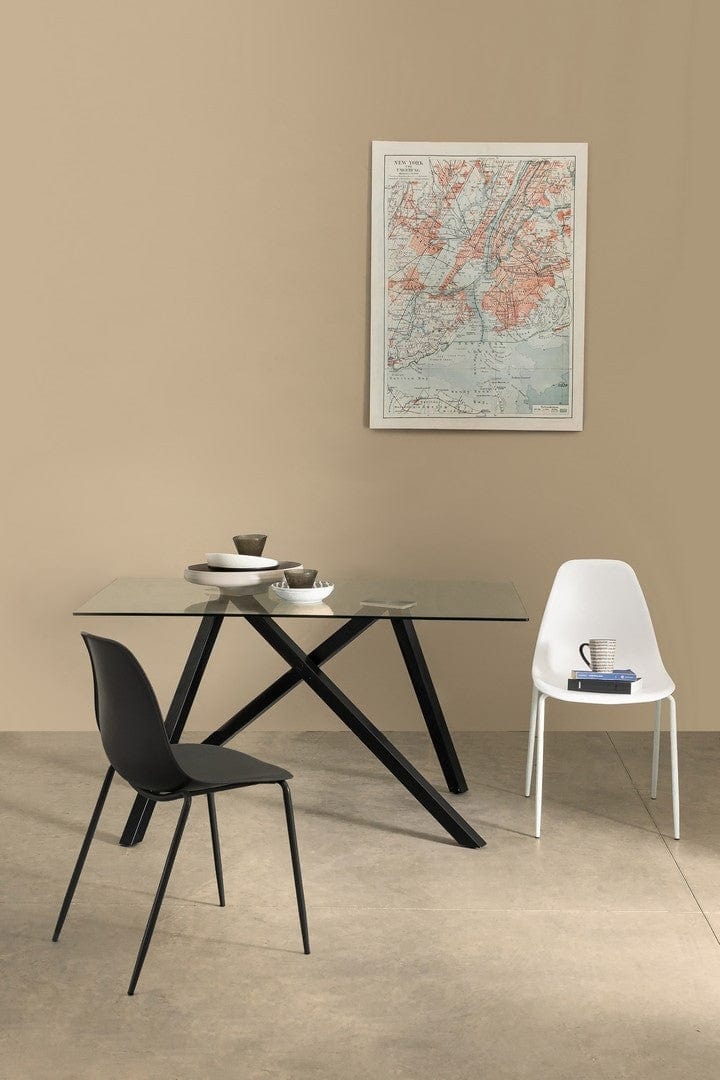 Masa din sticla si metal Lear Transparent / Negru, L140xl80xH75 cm (1)