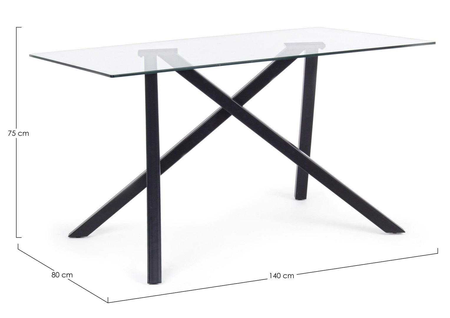 Masa din sticla si metal Lear Transparent / Negru, L140xl80xH75 cm (3)