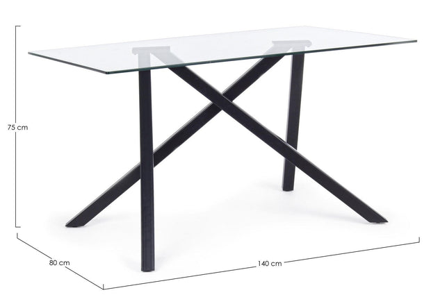 Masa din sticla si metal Lear Transparent / Negru, L140xl80xH75 cm (3)