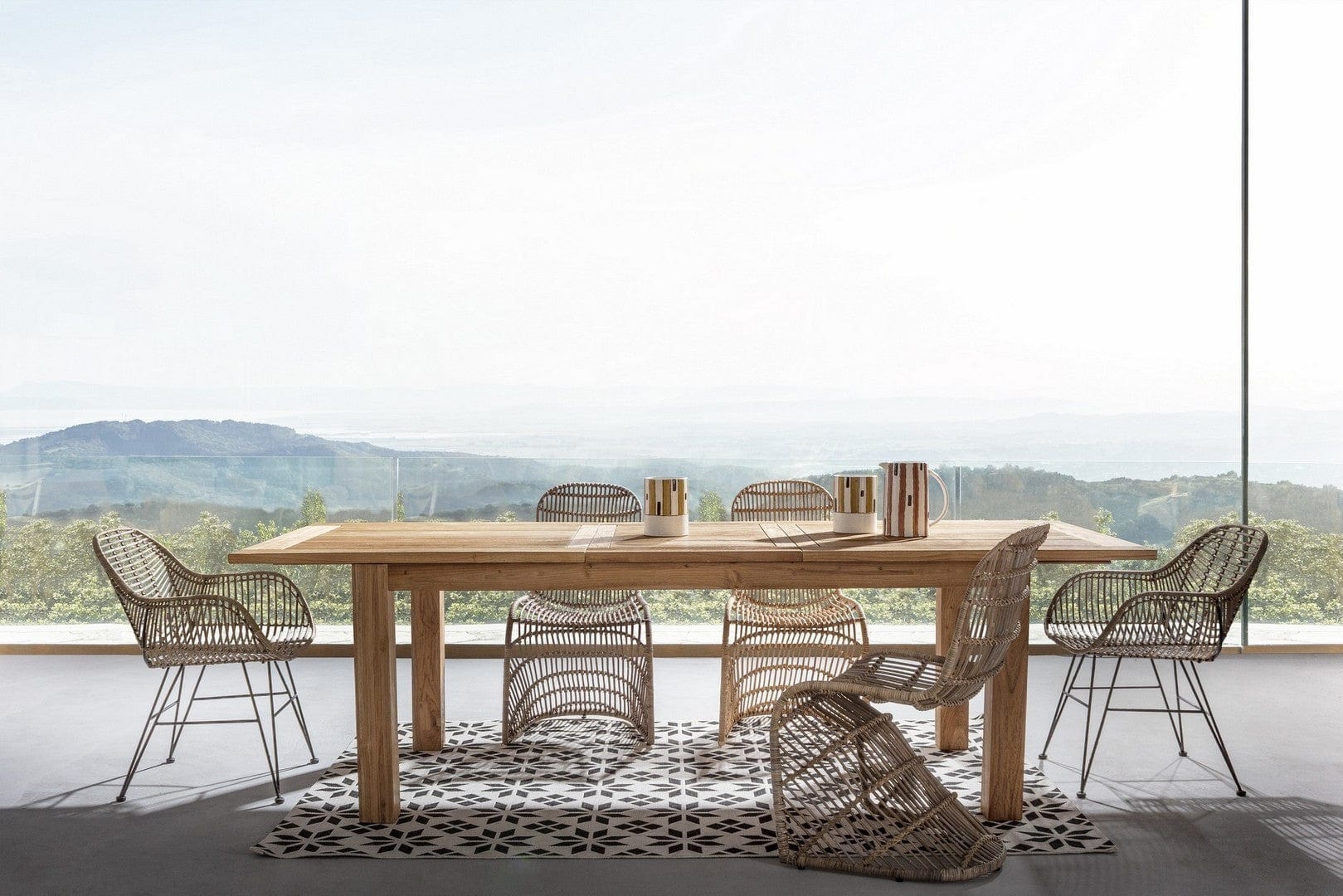 Masa extensibila de gradina / terasa din lemn de tec reciclat, Montevideo Natural, L200-260xl100xH78 cm (1)