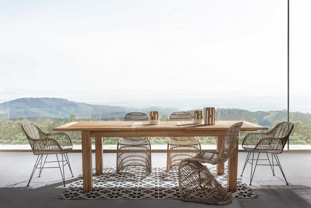 Masa extensibila de gradina / terasa din lemn de tec reciclat, Montevideo Natural, L200-260xl100xH78 cm (1)