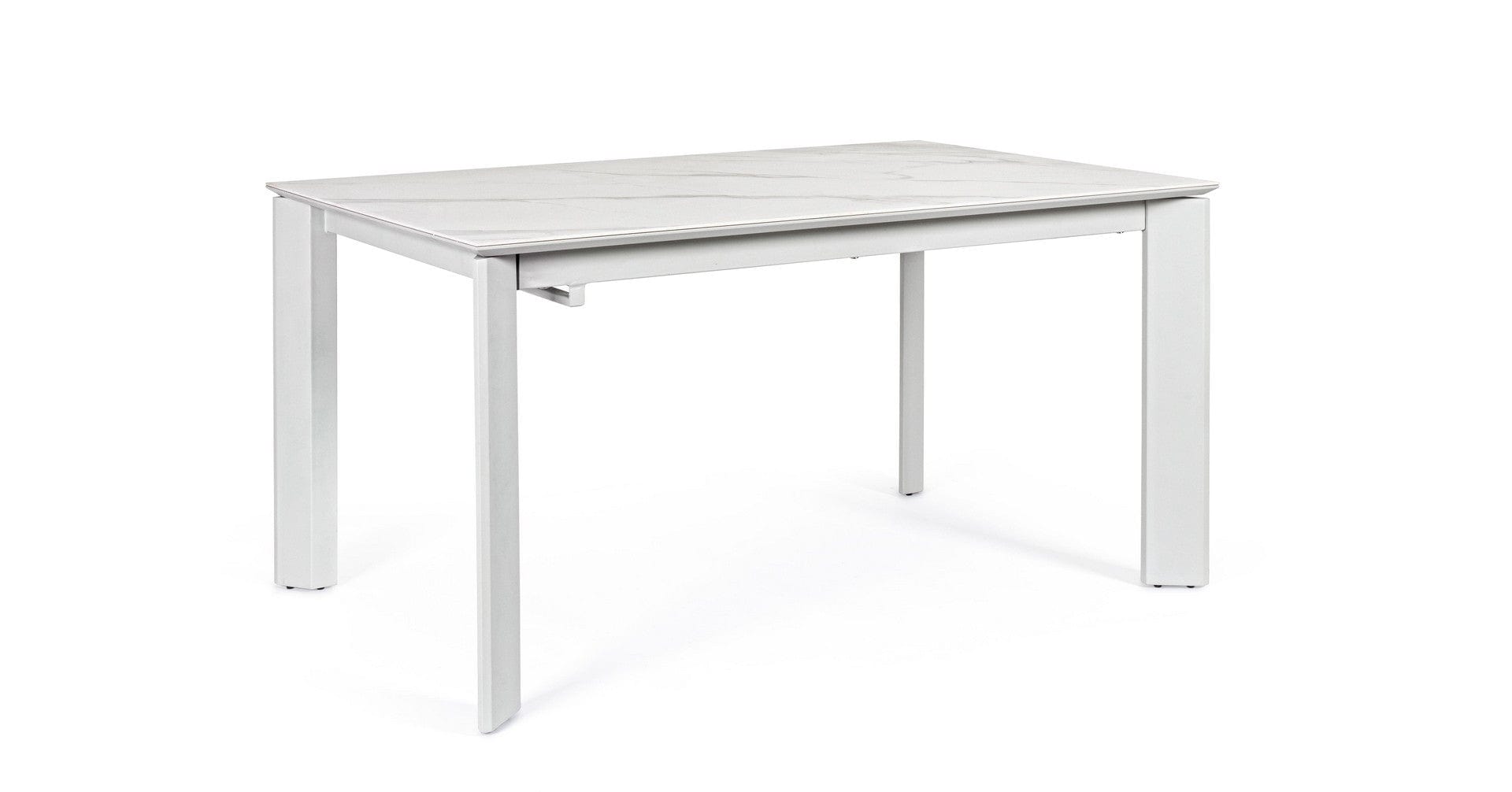 Masa extensibila din ceramica, MDF si metal Briva Small Gri Deschis / Alb, L140-200xl90xH76 cm