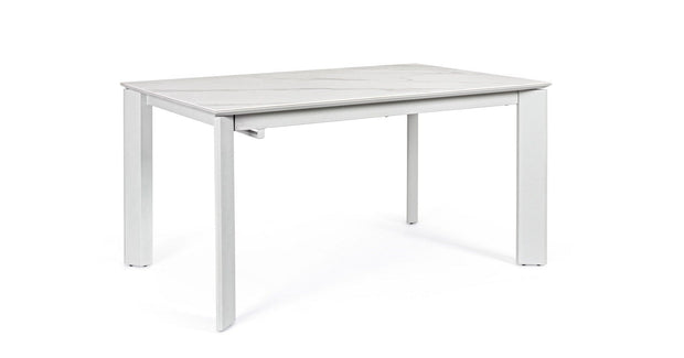 Masa extensibila din ceramica, MDF si metal Briva Small Gri Deschis / Alb, L140-200xl90xH76 cm