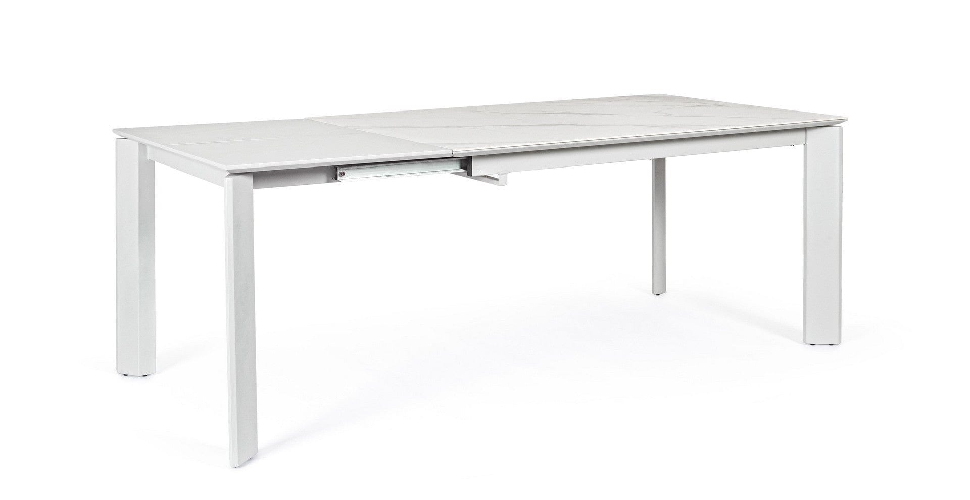 Masa extensibila din ceramica, MDF si metal Briva Small Gri Deschis / Alb, L140-200xl90xH76 cm (1)