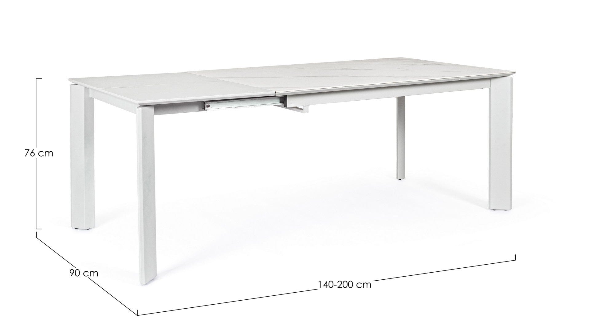 Masa extensibila din ceramica, MDF si metal Briva Small Gri Deschis / Alb, L140-200xl90xH76 cm (7)