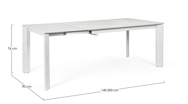 Masa extensibila din ceramica, MDF si metal Briva Small Gri Deschis / Alb, L140-200xl90xH76 cm (7)