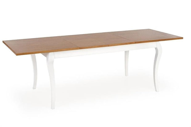 Halmar Masa extensibila din furnir si lemn, Wynton Stejar Inchis / Alb, L160-240xl90xH76 cm