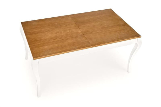Halmar Masa extensibila din furnir si lemn, Wynton Stejar Inchis / Alb, L160-240xl90xH76 cm