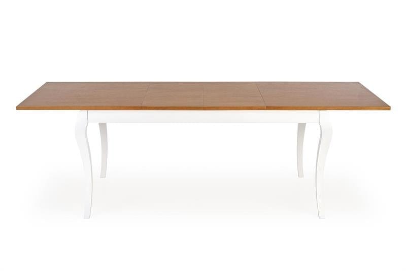 Halmar Masa extensibila din furnir si lemn, Wynton Stejar Inchis / Alb, L160-240xl90xH76 cm