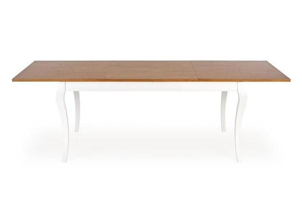Halmar Masa extensibila din furnir si lemn, Wynton Stejar Inchis / Alb, L160-240xl90xH76 cm