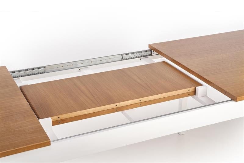 Halmar Masa extensibila din furnir si lemn, Wynton Stejar Inchis / Alb, L160-240xl90xH76 cm