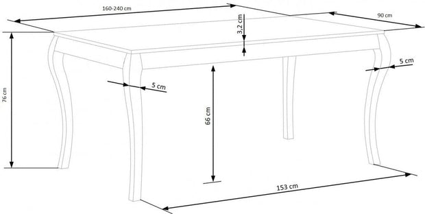 Halmar Masa extensibila din furnir si lemn, Wynton Stejar Inchis / Alb, L160-240xl90xH76 cm