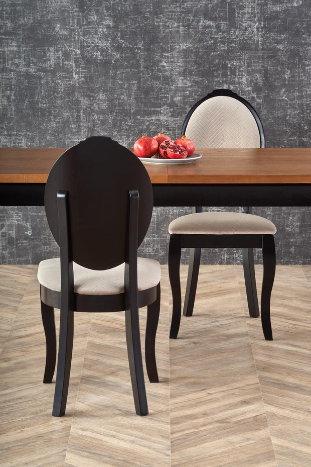 Halmar Masa extensibila din furnir si lemn, Wynton Stejar Inchis / Negru, L160-240xl90xH76 cm