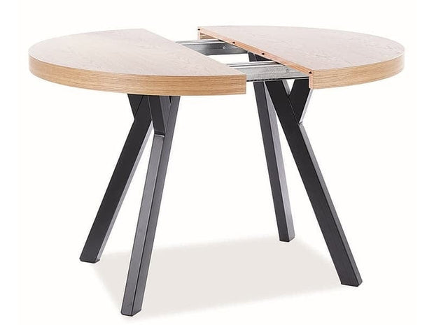 Masa extensibila din furnir si metal, Dominy Stejar / Negru, L100-250xl100xH76 cm (3)