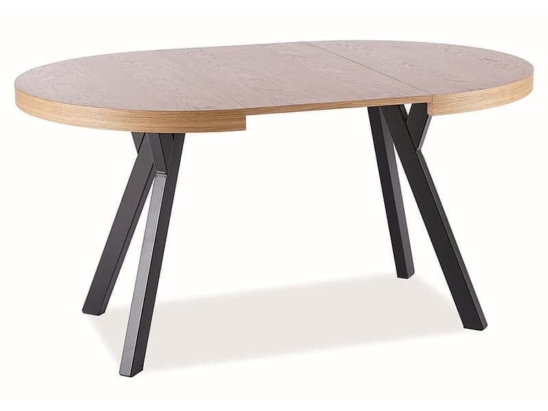 Masa extensibila din furnir si metal, Dominy Stejar / Negru, L100-250xl100xH76 cm (4)