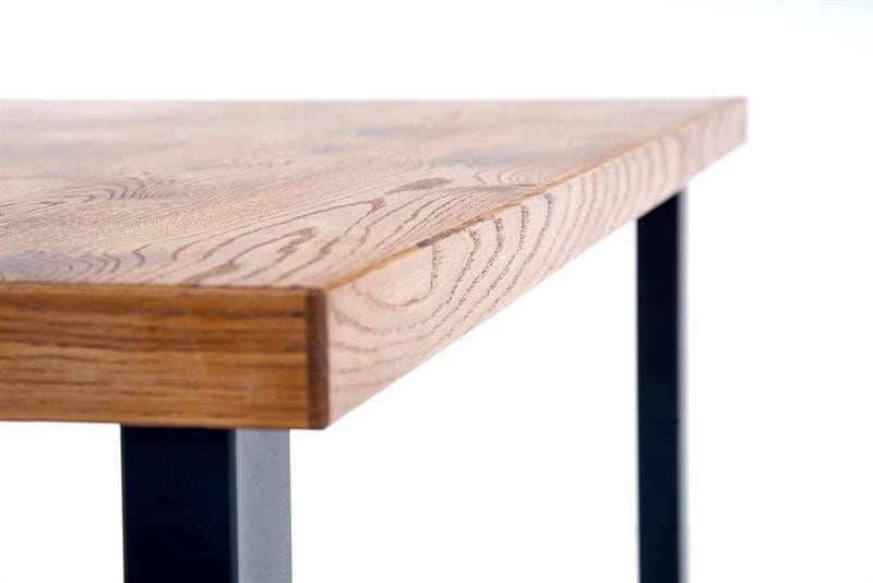 Halmar Masa extensibila din lemn, furnir si metal, Halen Stejar Deschis / Negru, L126-206xl80xH76 cm