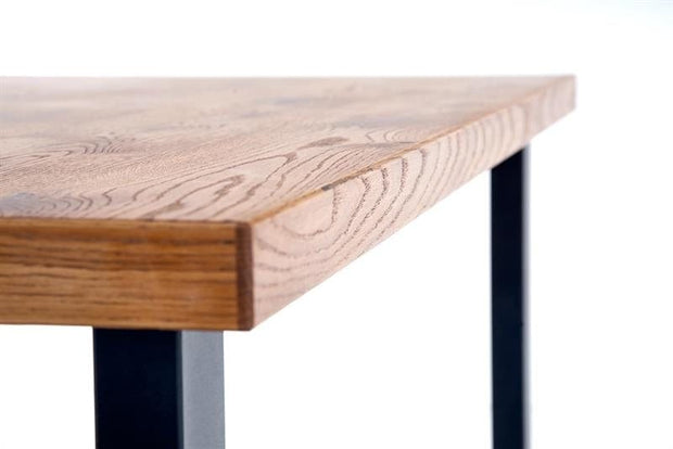 Halmar Masa extensibila din lemn, furnir si metal, Halen Stejar Deschis / Negru, L126-206xl80xH76 cm