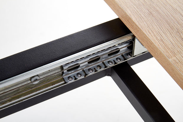 Halmar Masa extensibila din MDF, furnir si metal, Albota Stejar Sonoma / Gri / Negru, L120-160xl80xH76 cm