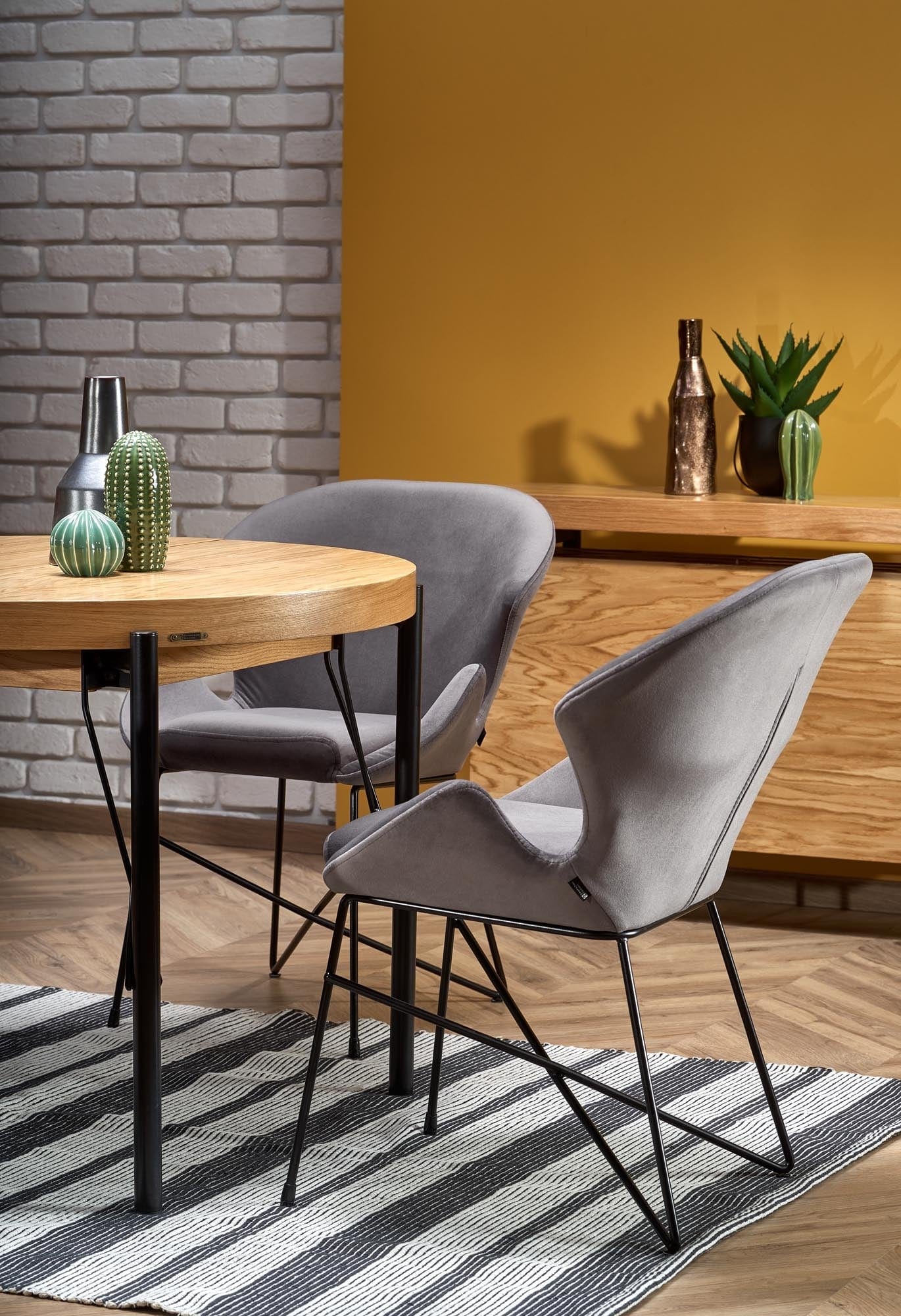 Halmar Masa extensibila din MDF, furnir si metal, Infernalis Stejar / Negru, L100-300xl100xH76 cm