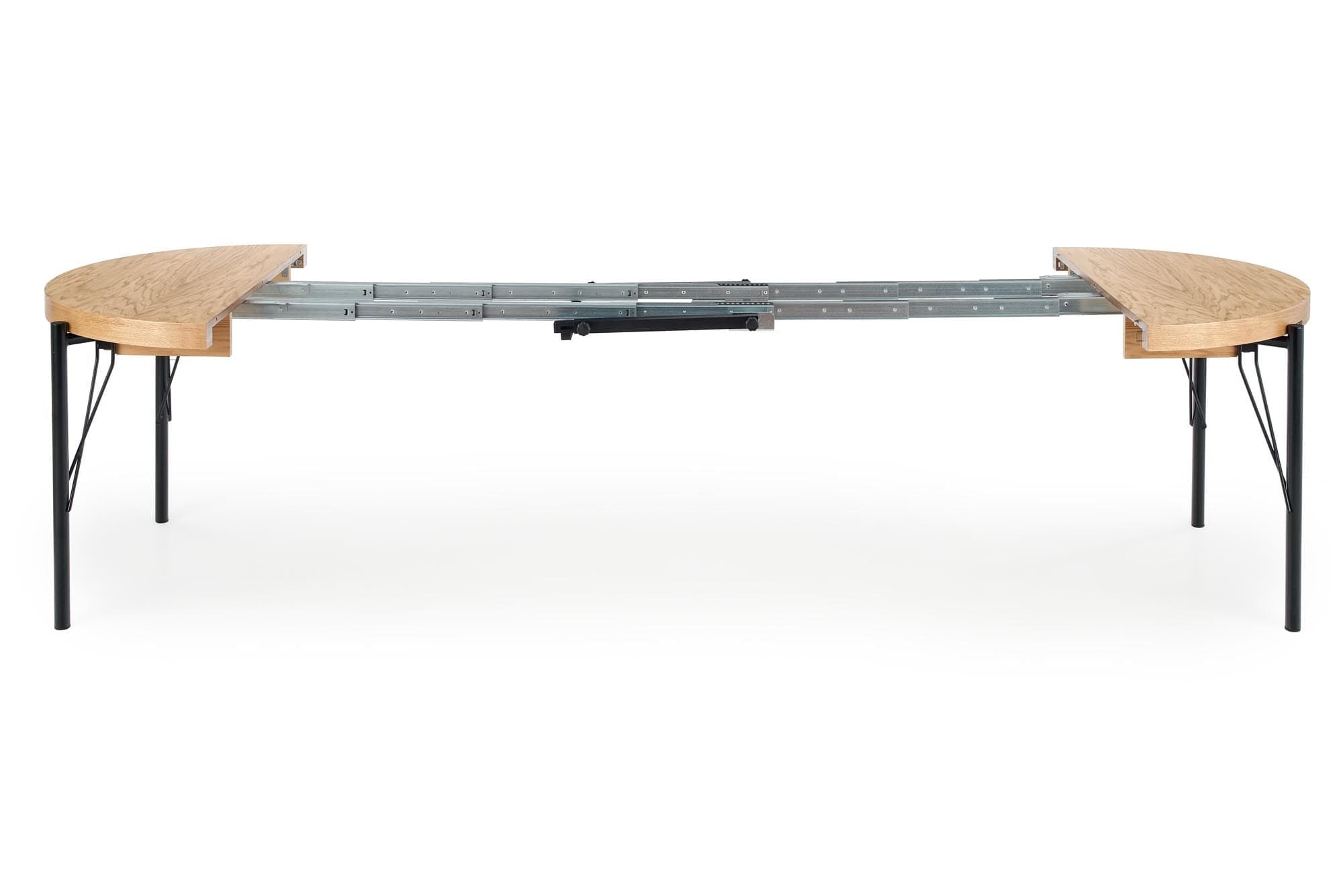 Halmar Masa extensibila din MDF, furnir si metal, Infernalis Stejar / Negru, L100-300xl100xH76 cm