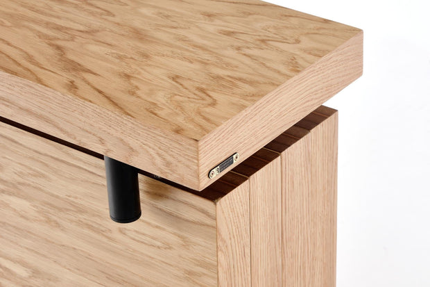 Halmar Masa extensibila din MDF, furnir si metal, Infernalis Stejar / Negru, L100-300xl100xH76 cm