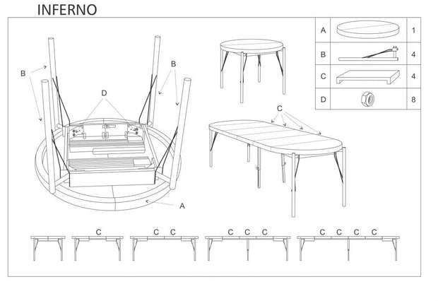 Masa extensibila din MDF, furnir si metal, Infernalis Stejar / Negru, L100-300xl100xH76 cm (17)