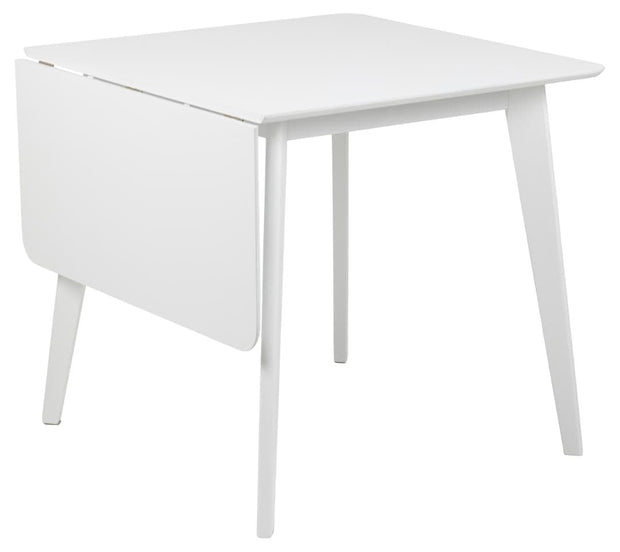 Masa extensibila din MDF si lemn, Roxby Alb, L80-120xl80xH76 cm