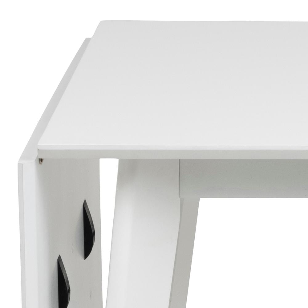 Masa extensibila din MDF si lemn, Roxby Alb, L80-120xl80xH76 cm (5)