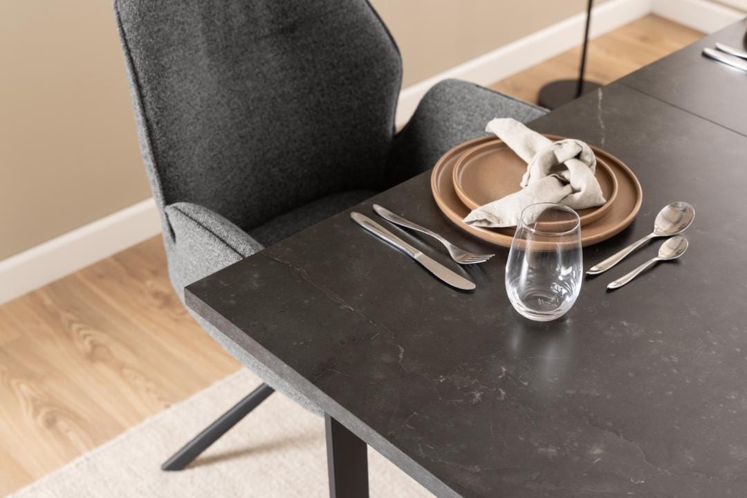 Masa extensibila din MDF si metal, Amble Negru, L160-220xl90xH75 cm (7)