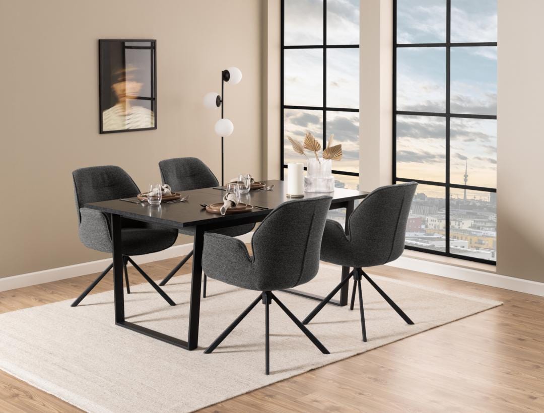 Masa extensibila din MDF si metal, Amble Negru, L160-220xl90xH75 cm (8)