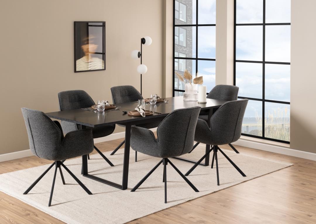 Masa extensibila din MDF si metal, Amble Negru, L160-220xl90xH75 cm (9)