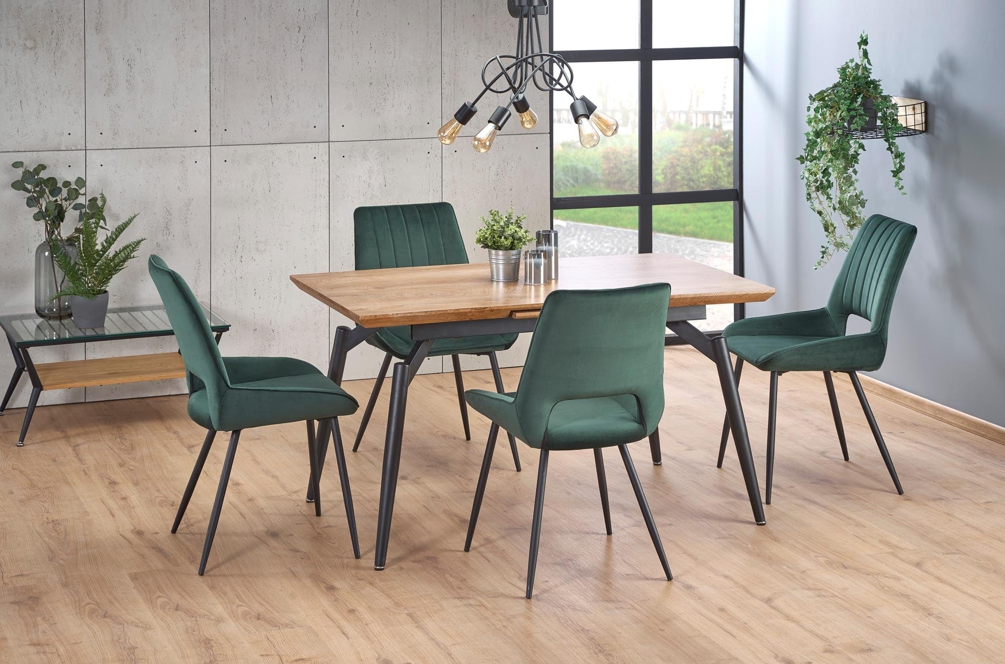 Halmar Masa extensibila din MDF si metal, Camberley Stejar / Negru, L140-180xl80xH74 cm