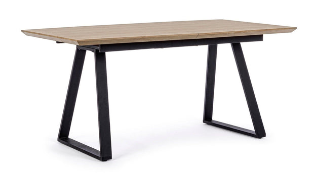 Masa extensibila din MDF si metal Collins Natural / Negru, L160-200xl90xH76 cm