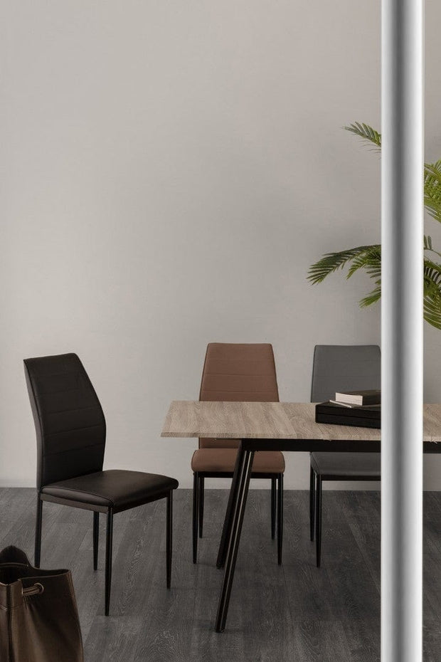 Bizzotto Masa extensibila din MDF si metal Courtney Natural / Negru, L120-160xl80xH76,5 cm