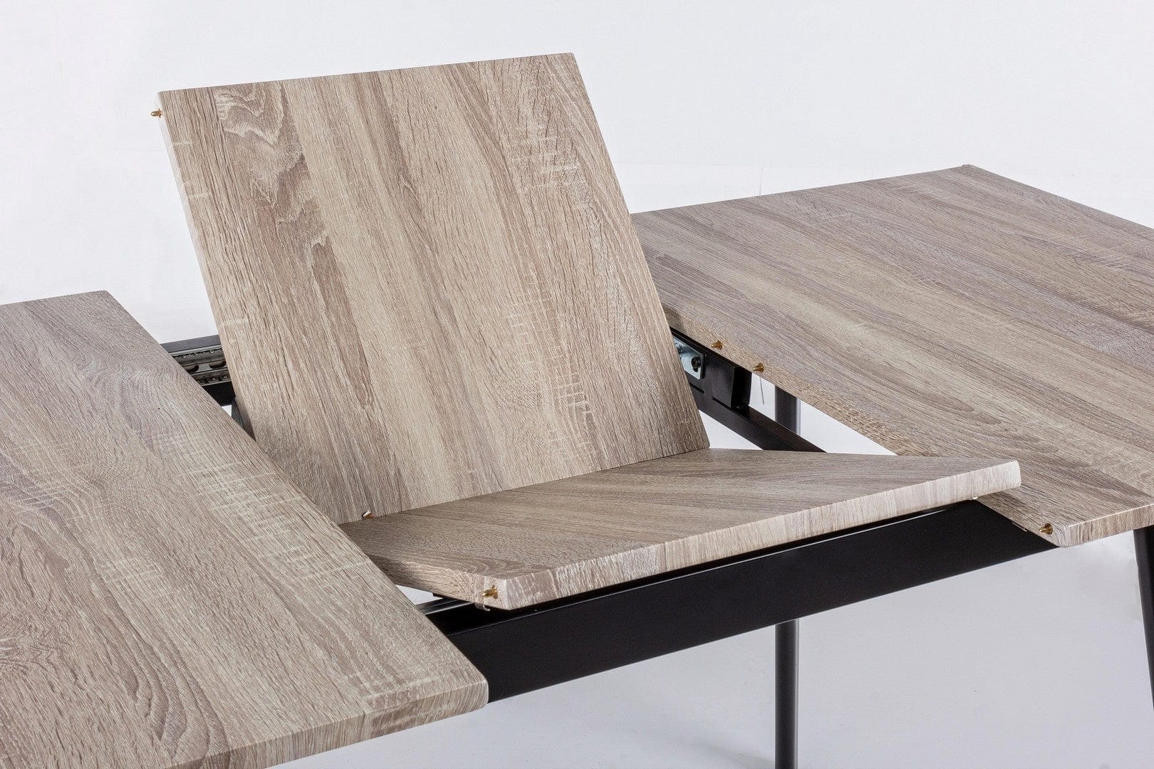 Masa extensibila din MDF si metal Courtney Natural / Negru, L120-160xl80xH76,5 cm (3)