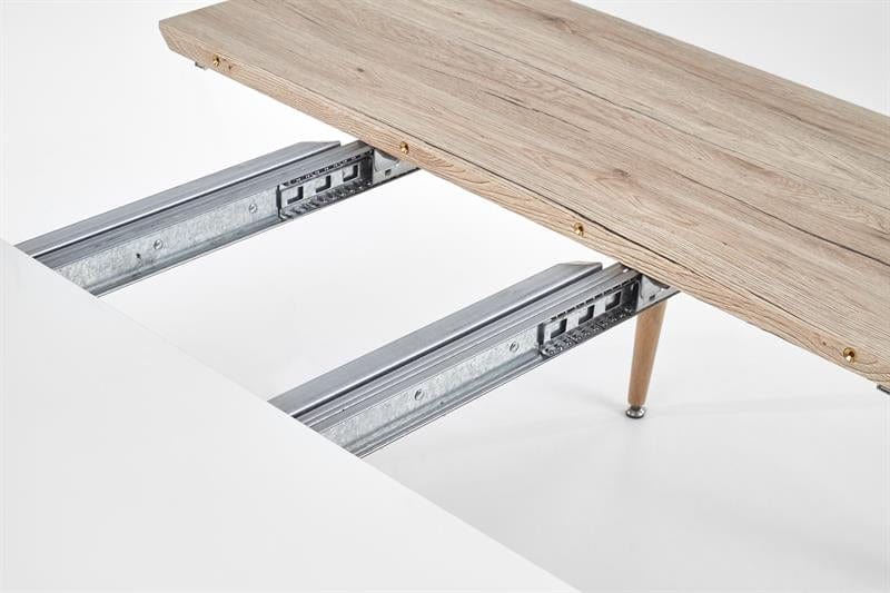 Halmar Masa extensibila din MDF si metal, Edvard Alb / Stejar San Remo, L120-200xl100xH75 cm