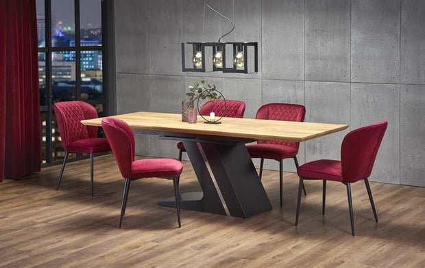 Halmar Masa extensibila din MDF si metal Fergal Stejar / Negru, L160-220xl90xH75 cm
