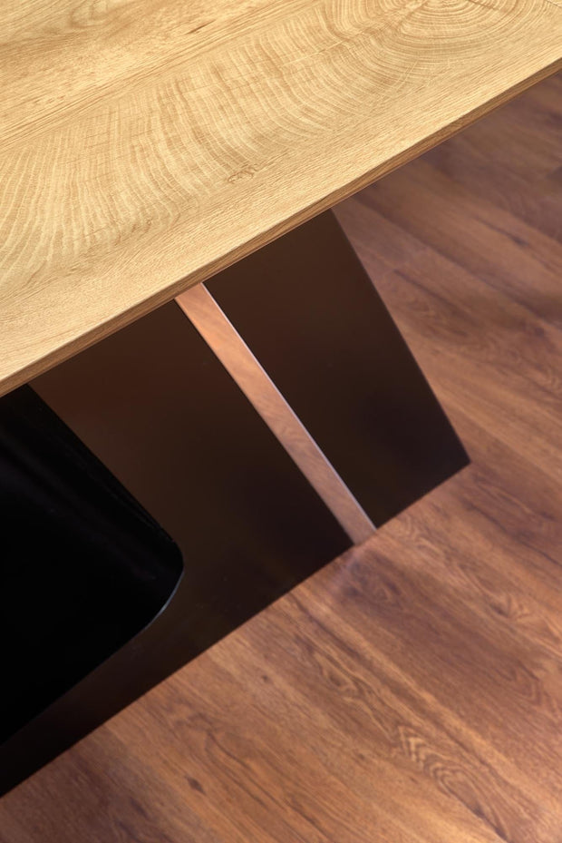 Halmar Masa extensibila din MDF si metal Fergal Stejar / Negru, L160-220xl90xH75 cm