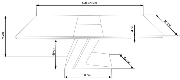 Halmar Masa extensibila din MDF si metal Fergal Stejar / Negru, L160-220xl90xH75 cm