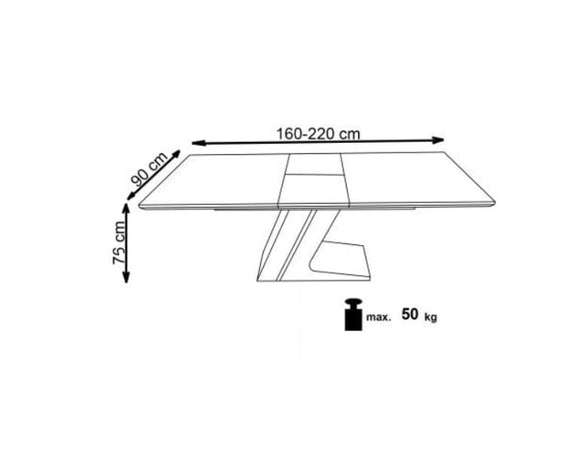 Halmar Masa extensibila din MDF si metal Fergal Stejar / Negru, L160-220xl90xH75 cm