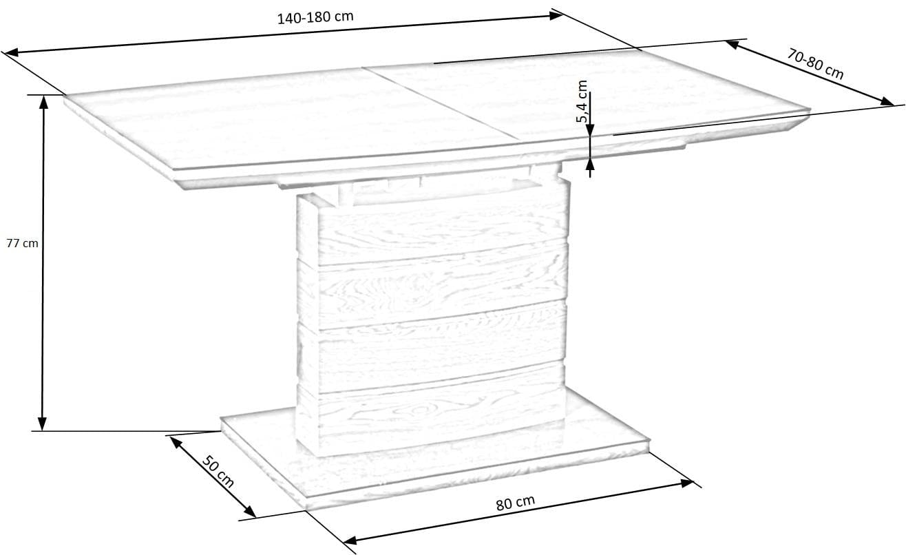 Masa extensibila din MDF si sticla, Conrado Gri Inchis / Stejar Auriu, L140-180xl80xH77 cm (12)