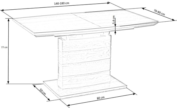 Masa extensibila din MDF si sticla, Conrado Gri Inchis / Stejar Auriu, L140-180xl80xH77 cm (12)