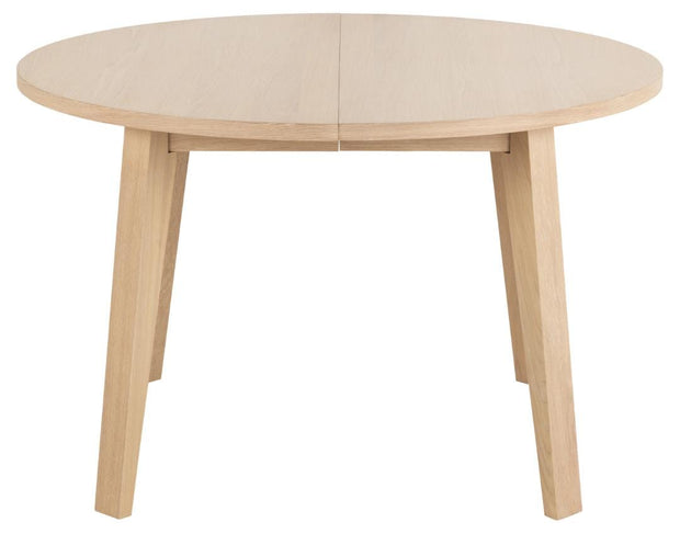 Masa extensibila din pal, furnir si lemn, A-Line Stejar White Wash, Ø120-220xH75 cm (1)