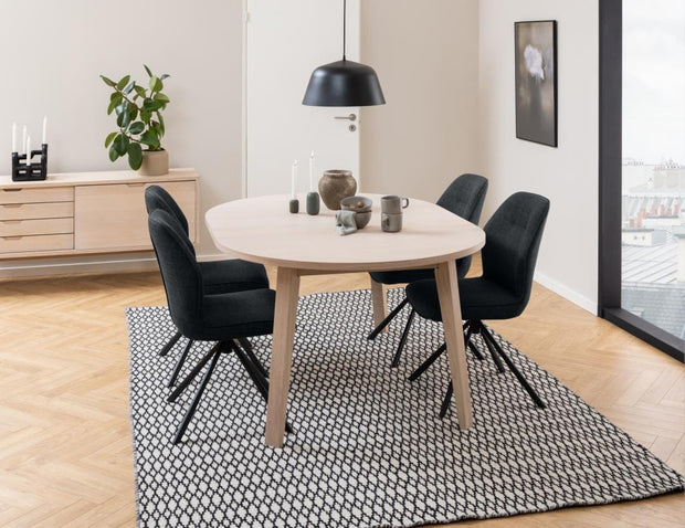 Masa extensibila din pal, furnir si lemn, A-Line Stejar White Wash, Ø120-220xH75 cm (8)