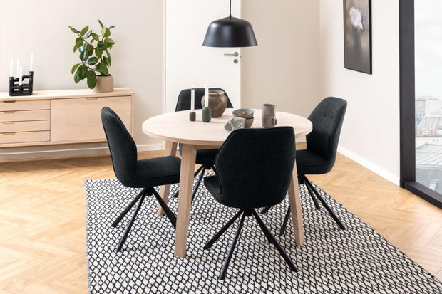 Masa extensibila din pal, furnir si lemn, A-Line Stejar White Wash, Ø120-220xH75 cm (9)