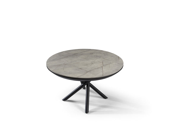 Luvina Masa extensibila din pal, MDF si metal, Ocean Gri / Negru, Ø130-230xH78 cm